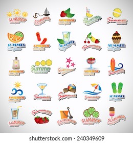 Summer Icons Set - Isolated On Gray Background - Vector Illustration, Graphic Design Editable For Your Design, Summer Concept   