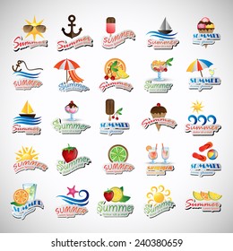 Summer Icons Set - Isolated On Gray Background - Vector Illustration, Graphic Design Editable For Your Design, Summer Concept  