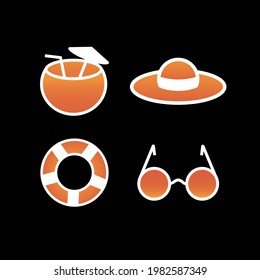Summer icons set. Marine icons. Beach concept. Can be used for banner and advertising purposes. Vector EPS 10.