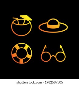 Summer icons set. Marine icons. Beach concept. Can be used for banner and advertising purposes. Vector EPS 10.