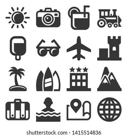 Summer Icons Set on White Background. Vector