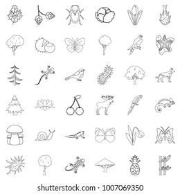 Summer icons set. Outline style of 36 summer vector icons for web isolated on white background