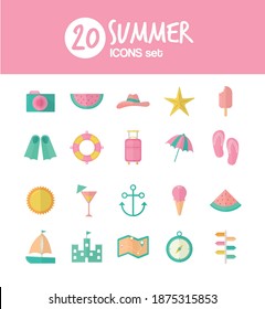 summer icons set over a white background vector illustration design