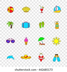 Summer icons set in pop-art style with transparency for design