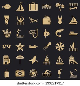 Summer icons set. Simle style of 36 summer vector icons for web for any design