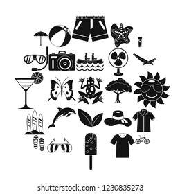 Summer icons set. Simple set of 25 summer vector icons for web isolated on white background