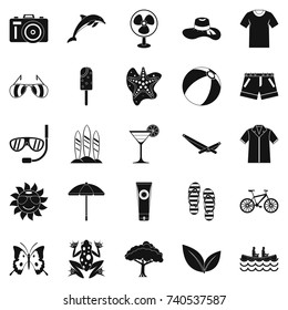 Summer icons set. Simple set of 25 summer vector icons for web isolated on white background