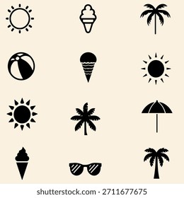Iconos del verano fijados en diversas Formas