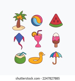 Summer Icons set vector colorfull