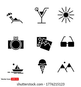 Summer icons set. Vector illustration.