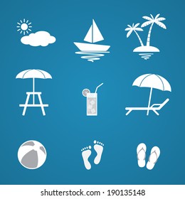 Summer icons set. Vector Illustration