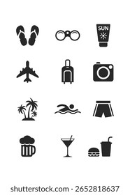 Summer icons set vector stock illustration. 