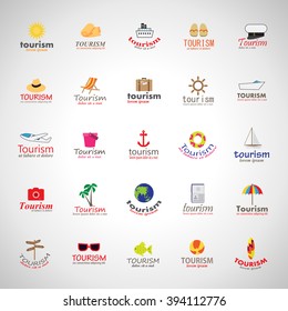 Summer Icons Set-Isolated On Gray Background.Vector Illustration,Graphic Design.Vacation Sign And Icons.For Web,Websites,Print,Presentation Templates, Mobile Applications And Promotional Materials