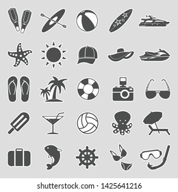 Summer Icons. Sticker Design. Vector Illustration.