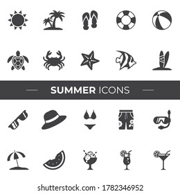 Iconos de verano que se pueden usar en sus sitios web, volantes, afiches o en sus infografías.