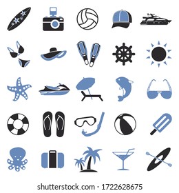 Summer Icons. Two Tone Flat Design. Vector Illustration.