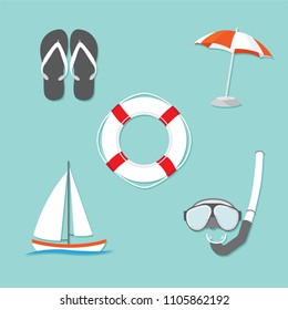 Summer Icons Vector Drawing