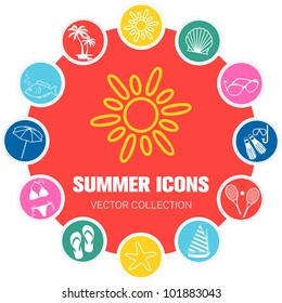 Summer icons, vector illustration