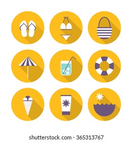 summer icons. vector illustration