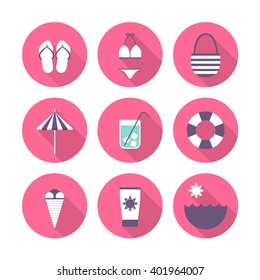 summer icons. vector illustration
