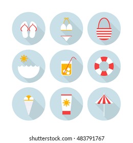 summer icons. vector illustration