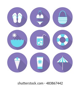 summer icons. vector illustration