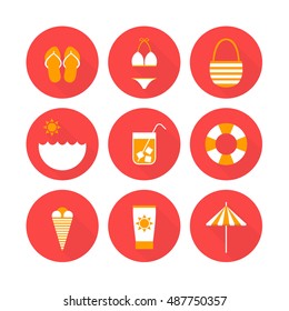 summer icons. vector illustration