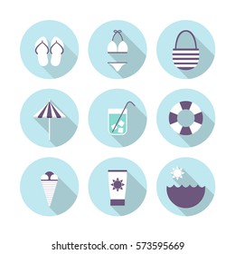 summer icons. vector illustration