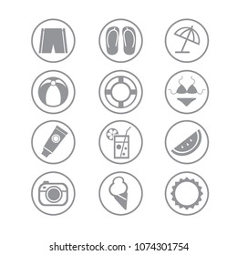 Summer Icons with White Background