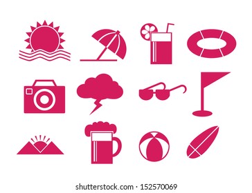 Summer Icons with White Background