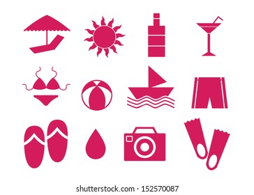 Summer Icons with White Background