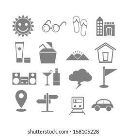 Summer Icons with White Background