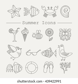 Summer Icons with White Background