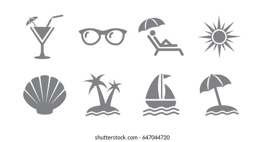 Summer Icons with White Background