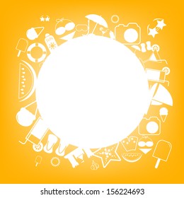 Summer Icons with White Background - vector silhouette illustration 