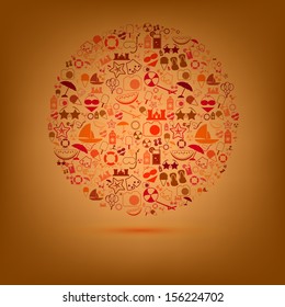 Summer Icons with White Background - vector silhouette illustration 