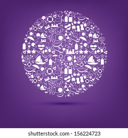 Summer Icons with White Background - vector silhouette illustration 