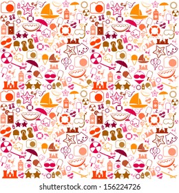 Summer Icons with White Background - vector silhouette illustration 