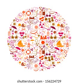 Summer Icons with White Background - vector silhouette illustration 