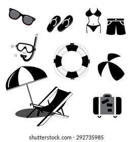 Summer Icons with White Background vector 