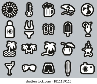 Summer Icons White On Black Sticker Set Big
