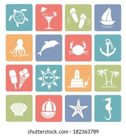  Summer icons for your design. Vector.  EPS-10 (non transparent elements,non gradient). 