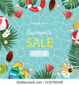 Summer illustration for banner design, poster and voucher