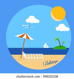 Summer illustration of beach. Vector
