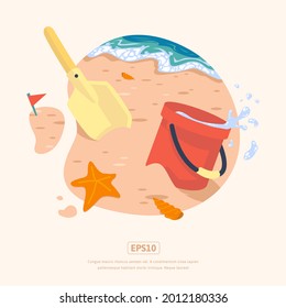 summer illustration, with bucket and shovel