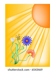 Summer illustration, with color flower. Vector