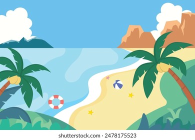 summer illustration, with the concept of a summer festival on the beach. Suitable banners, flyers, posters, backgrounds