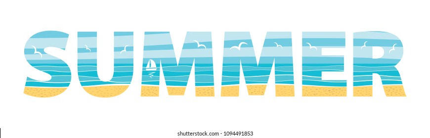 Summer illustration in the double exposure technique on white