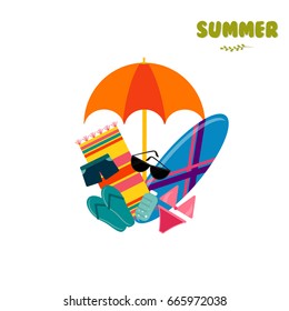 Summer illustration with elements to the rest. Vector Illustration