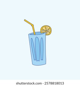 Summer Illustration of Glass with Lemon Slices for design needs, Landing Pages, Animation, Apps, Presentations, Content Creator and other Promotions
